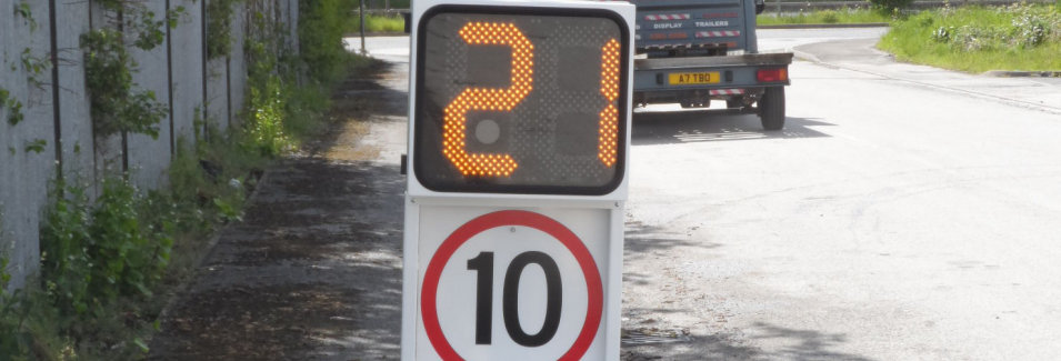 Portable (Dolly mounted) speed sign from Littlewood Hire