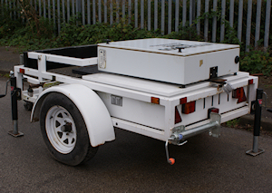 Vehicle Activated Speed Display Trailer from Littlewood Hire lowered for towing